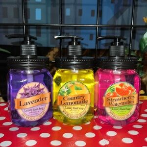 Luxury Hand Soap Set Trio Lavender Lemonade Strawberry Watermelon Pump